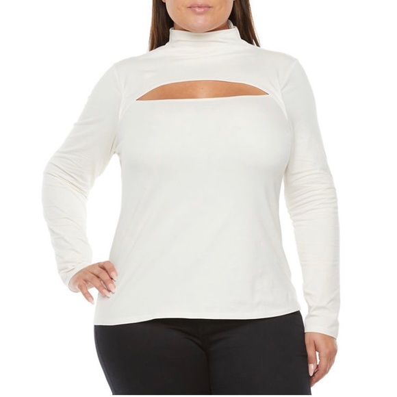 BOLD elements White Cut-Out Long Sleeve Top - Picture 1 of 3